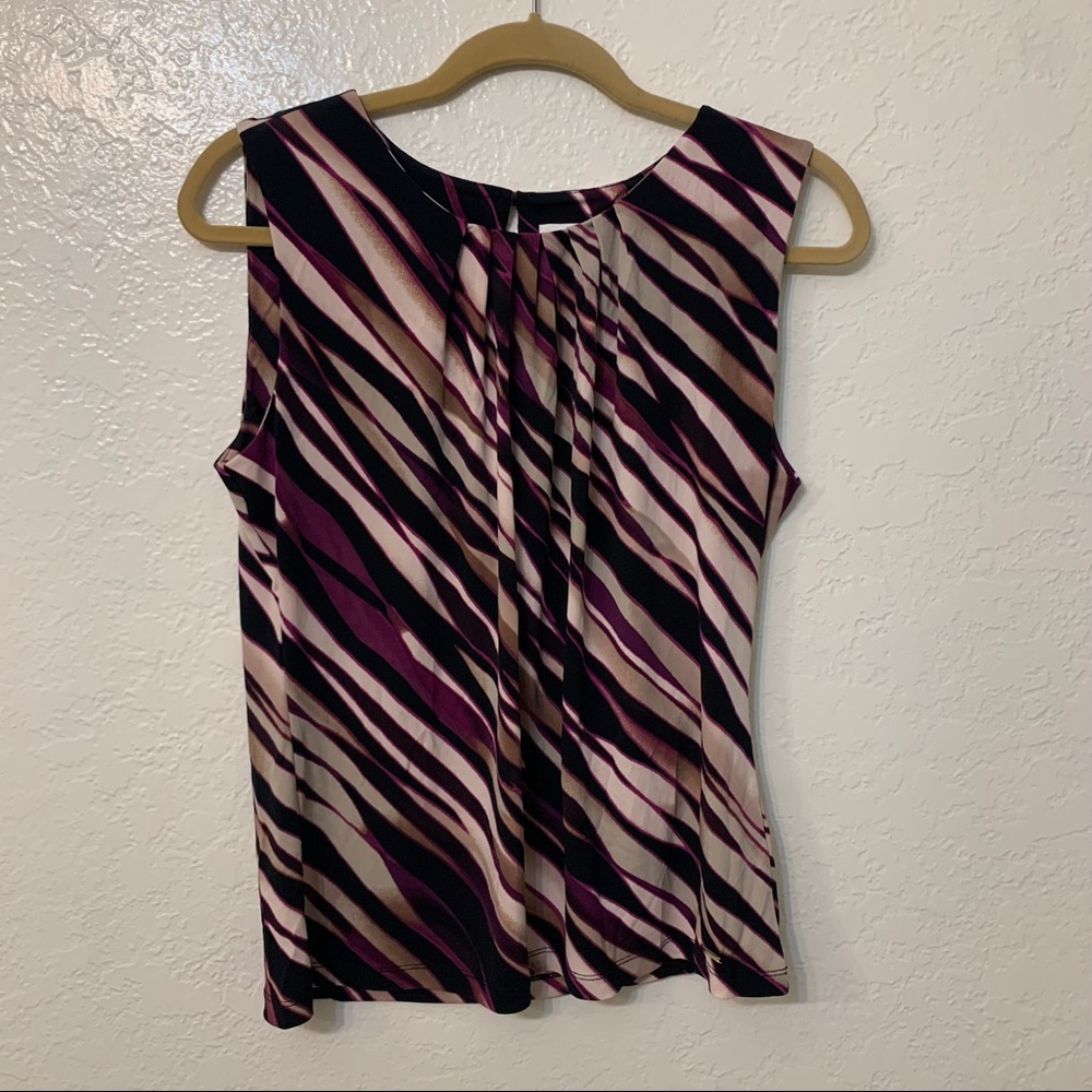 Black brown and purple stripe sleevless blouse